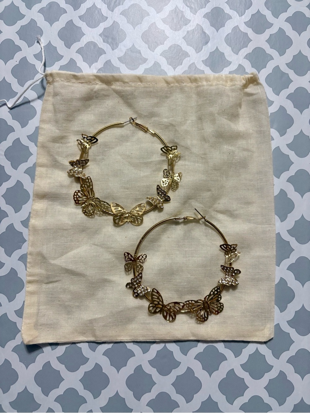 Gold Butterfly Hoop Earrings - Women Jewelry